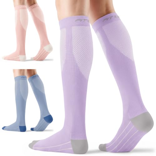 FITRELL 3 Pairs Compression Socks for Women & Men 20-30mmHg - Cozy Small-Medium