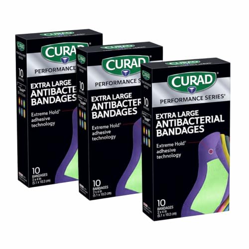 Curad Performance Series Extra Large Antibacterial Bandages - Pack of 3 (30 Count)