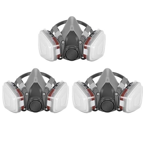 Reusable Half Face Cover - 6200 Half Respir¬Ñtor Face Cover£¬for Paint, Dust and Formaldehyde, Sanding, Polishing,Spraying,Against Dust,Chemicals(3pcs)