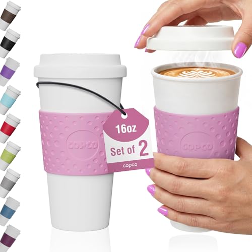 Copco Acadia Travel Mug 16oz Bubble Gum Set of 2 - Half-Close Seal BPA-Free