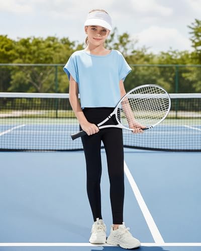 Girls Summer Oversized Cut Out T-Shirt - Open Back Athletic Top, Blue, 11-12 Years