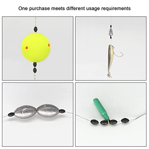 720-Piece Rubber Fishing Bobber Stopper Set, Oval Sinker Stops, S/M/L