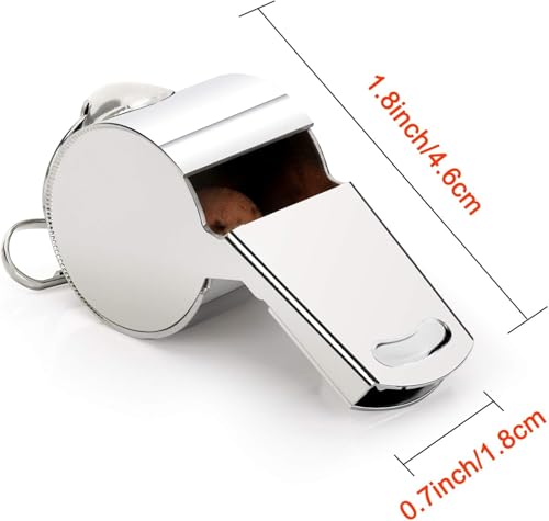 Super Loud Stainless Steel Sports Whistle with Lanyard - 2 Pack