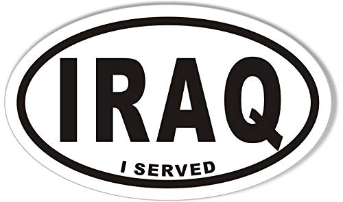 Iraq I Served Oval Bumper Sticker - Durable Weatherproof Decal 3x5 Inch