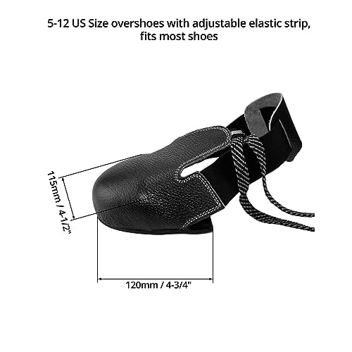 QWORK Steel Toe Cap Safety Overshoes Workplace Anti-smash Cover with Adjustable Strap for Men/Women, 4 Pairs (Size 5-12 US)