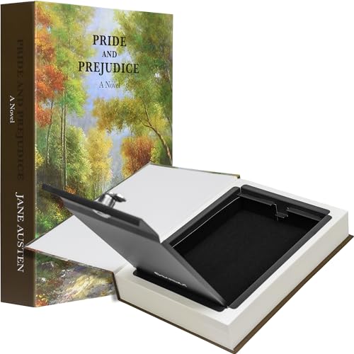 Barska Hidden Book Safe ? Real-Look Pride and Prejudice Diversion Lock Box with Key Lock ? Secret Safe for Home, Office, Travel ? Portable Steel Storage for Cash, Jewelry, Valuables
