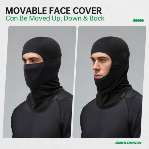 QINGLONGLIN 3-Pack Black Mesh Ski Masks Balaclavas Lightweight Breathable Winter Gear