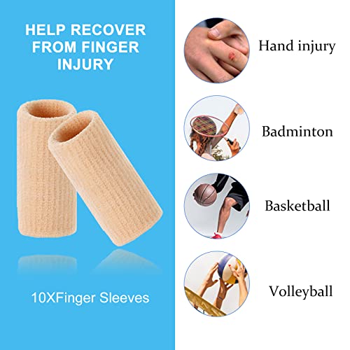 Finger Compression Sleeves - 10 Pack, One Size, Beige