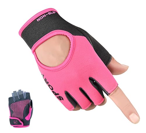 Breathable Workout Gloves for Weight Lifting and Cycling - Rose Red, Medium