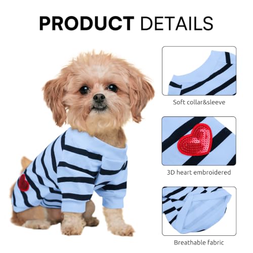 Striped Dog Shirt for Large Dogs - Blue, X-Large