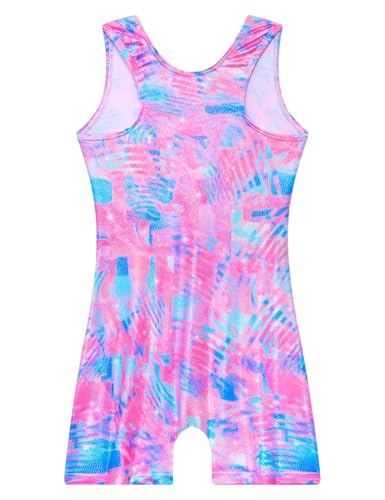 Gymnastics Leotard for Girls - 4-Way Stretch Racerback, 3-4T Pink Blue