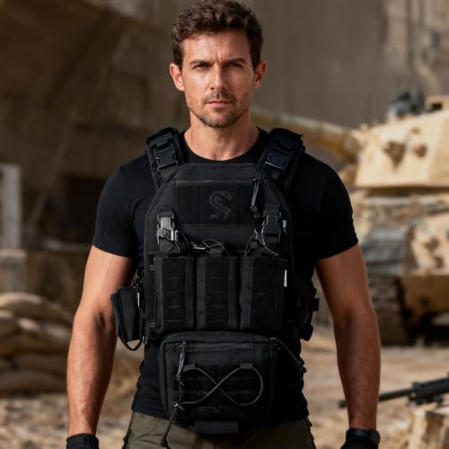 Tactical Airsoft Vest for Men - Molle Modular Design, 1000D Nylon