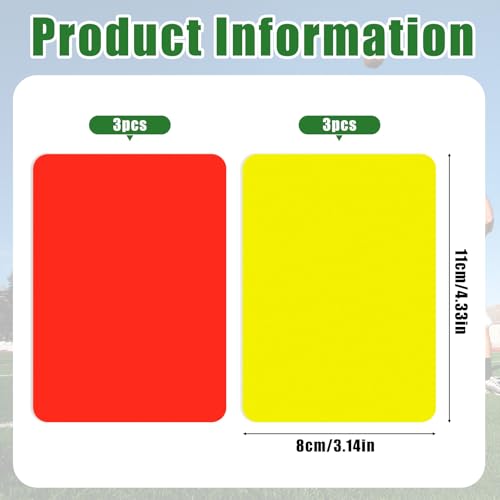 6-Piece Soccer Referee Card Set - Red & Yellow Warning Cards
