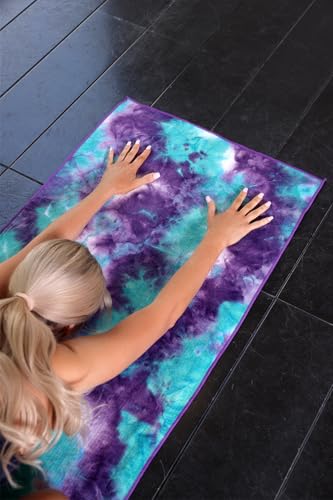 Eunzel 2 Pack Non Slip Yoga Towels with Grip Dots for Hot Yoga & Pilates, 72 x 24 inches, Pink & Blue/Green & Purple