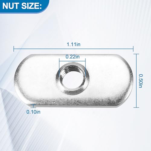 Kayak Track Nuts - 1/2 Inch T Nut for T Track/Rail, 6 Pack