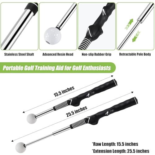 Right-Handed Retractable Golf Swing & Grip Trainer with Click Feedback