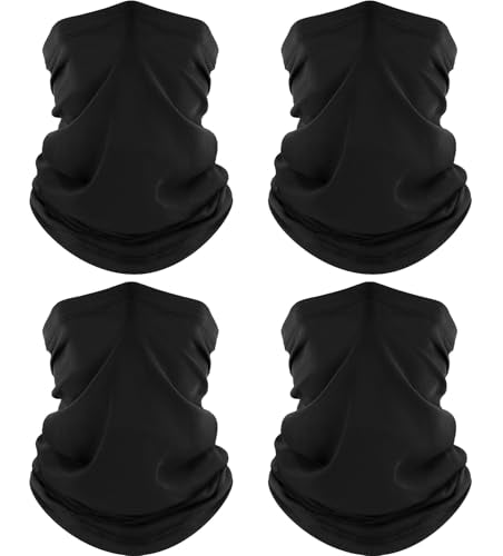 Neck Gaiter - 4 Pack Summer Cooling Breathable Face Masks - Black