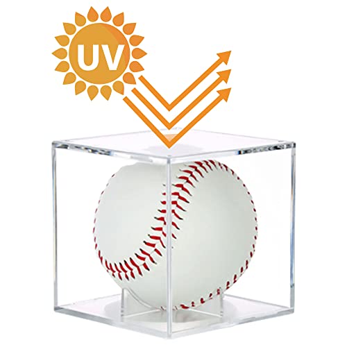 2 Pack Baseball Display Case with UV Protection - Acrylic Cube