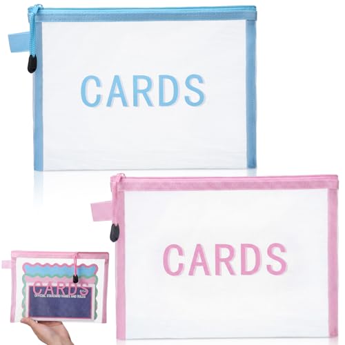 Pink & Blue Mahjong Card Clutch Holder Pouch 9.45 x 6.89 Inches, Protective Case with Zipper, Ideal for Game Night & Gift