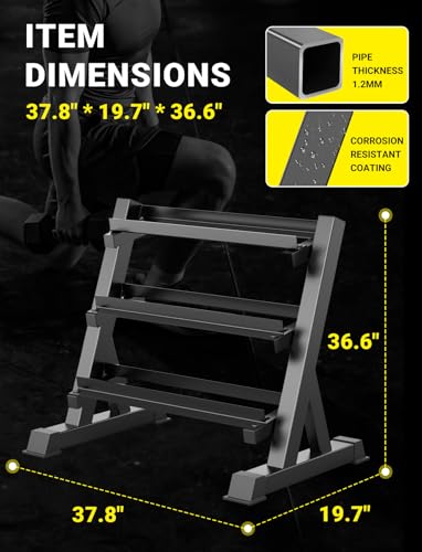 Adjustable Dumbbell Rack - Compact Weight Storage Stand - Rectangular Frame