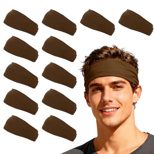 Stretchy Workout Headbands for Men - Brown, 2 Pack