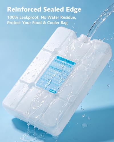 Pecute Reusable Gel Ice Packs for Cooler, 4 Pack - Slim, Freezable Lunch Box Ice Packs