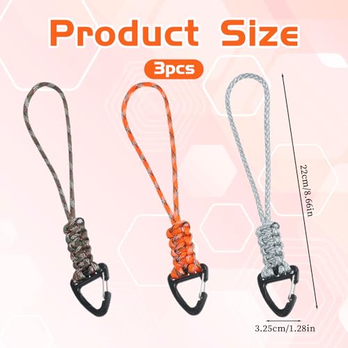3PCS Camouflage Paracord Keychains with Carabiner Clip