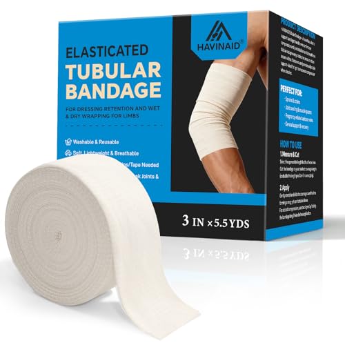 Latex-Free Elasticated Tubular Support Bandage with Stockinette