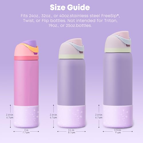 Silicone Protector Boot for Owala Water Bottles - Glitter Purple, 40 oz