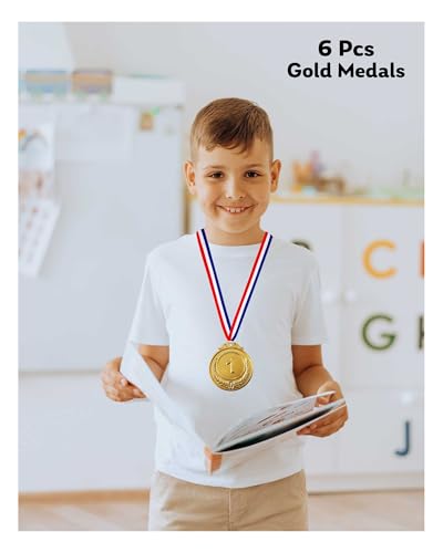 Gold Award Medals - 6 Pcs 1st Place Olympic Style with Ribbons