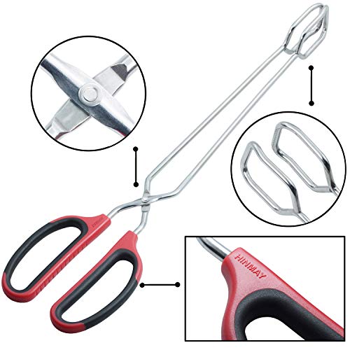 16-Inch Stainless Steel Scissor Tongs - Red