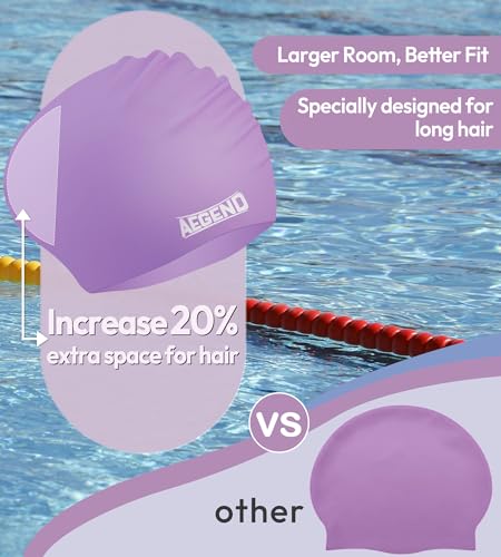 Durable Silicone Swim Cap for Long Hair - Purple - 1 Pack