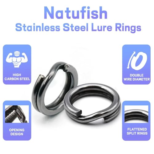 Heavy Duty Split Rings for Saltwater Fishing - 50pcs Black, 33lbs