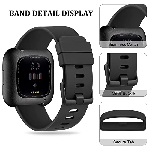Fitbit Versa Bands - 2 Pack Soft Silicone Sport Strap - Black+Black