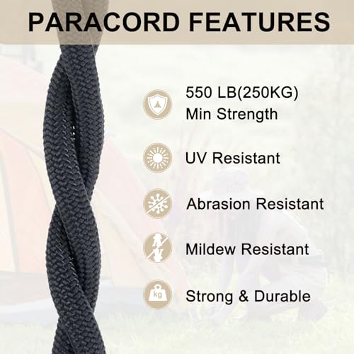 550 Paracord Rope 10ft - Durable 7-Strand Core - Navy Blue