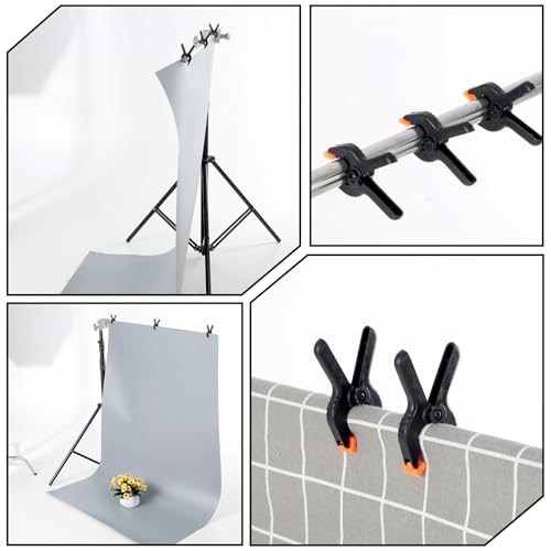 12pcs Black Plastic Spring Clamps, Anti-Slip Clips for Balloon Arch Clips for Backdrop, Heavy Duty Plastic Clamp for Backdrop Curtain and Photo Prop