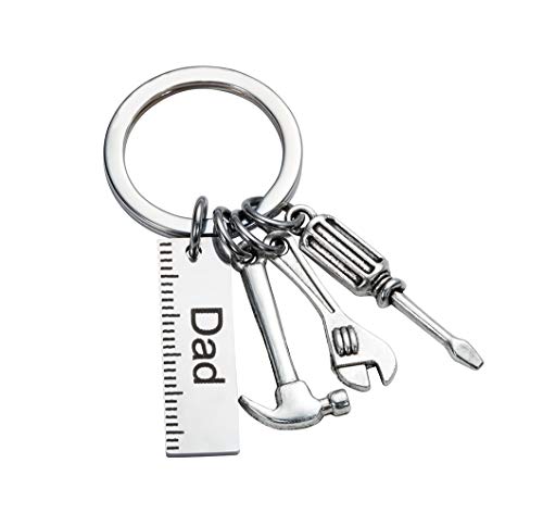 Dad Pop Keychain Tool Set with Ruler, Hammer, Wrench & Screwdriver