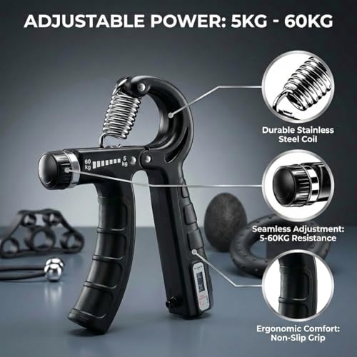 Adjustable Grip Strength Trainer Set - 6 Piece Hand & Forearm Workout