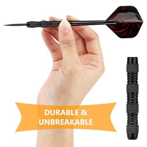 Accmor Black Symbols Metal Darts Set 18 Pack – Professional Steel Tip Darts for Dartboard