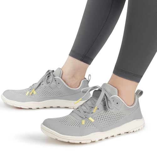 Pulltop Wide Toe Box Barefoot Trail Running Shoes for Women - Size 10, Lt Grey, Zero Drop, Minimalist Crossfit Sneakers