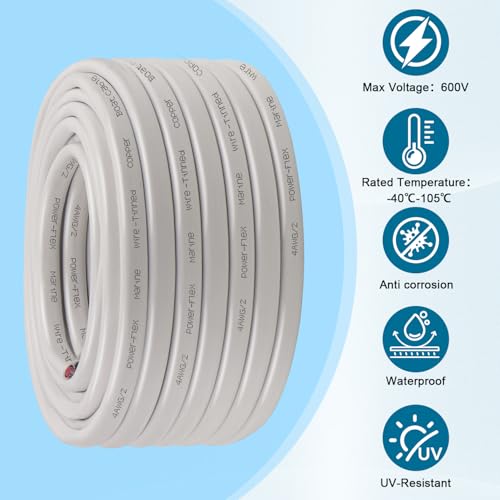 YDDECW 10FT 4 AWG Marine Tinned Copper Wire Waterproof Corrosion-Resistant Boat Cable