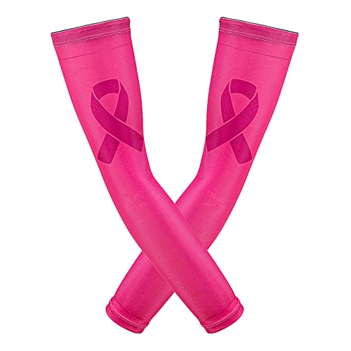 Compression Arm Sleeves - Pink - Medium Adult - 2 Pack for Sports