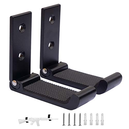 Folding Rifle Wall Mount with Padding - 2pcs Cushion & Round Head