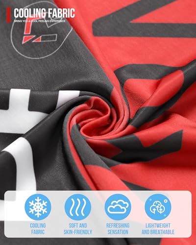 UPF 50+ Cooling Neck Gaiter and Arm Sleeves Set - Large Black & Red