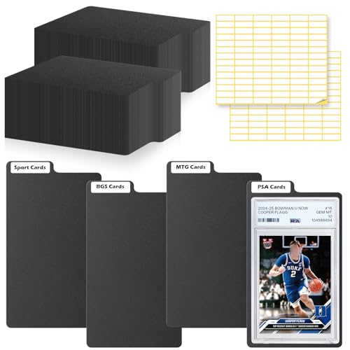 100 Plastic Trading Card Dividers with Labels - 3.3 x 5.8 Inch