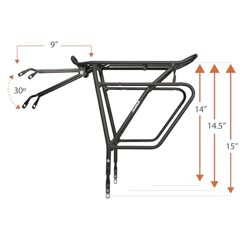 Bicycle Touring Carrier Plus for Disc Brake - Adjustable Rack for 26-29" Frames