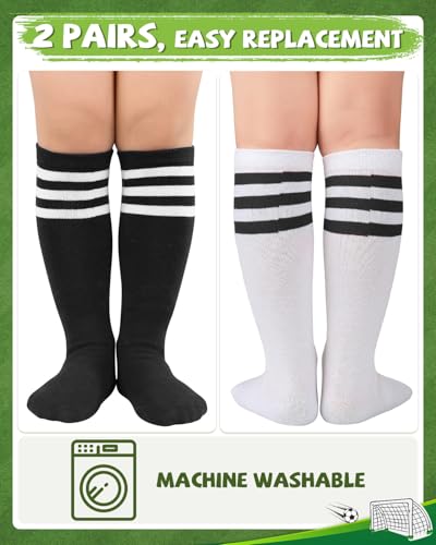 Knee High Soccer Socks for Kids - Black & White / White & Black, 3-6 Years