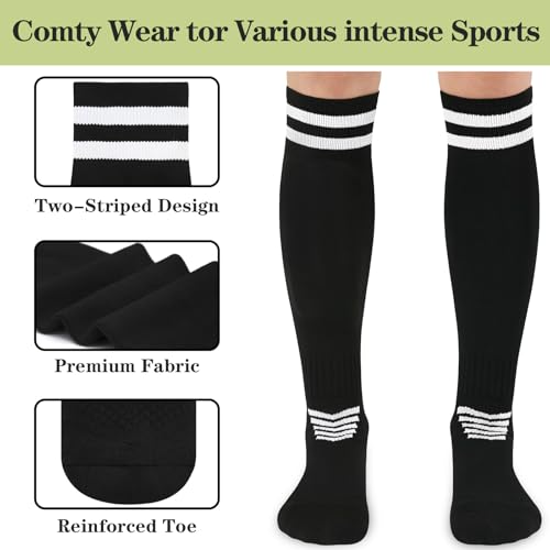 Kids Soccer Knee High Tube Socks - 6 Pairs, 9-12 Years, Multicolour