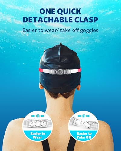 Aegend 2 Pack Swim Goggles for Adults - No Leak, Storage Case, Raspberry-Red White & Light-Blue Silver