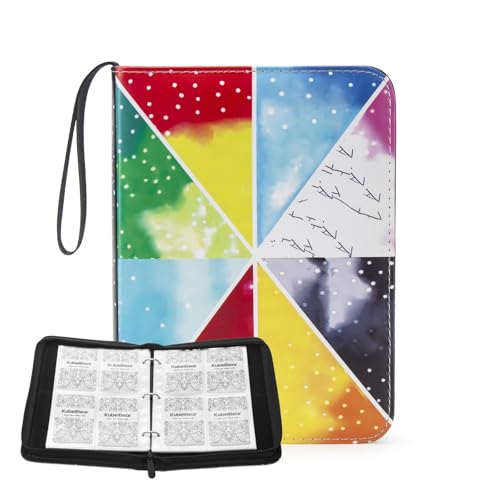 Card Binder – 400 Capacity Zippered Trading Card Holder – Colorful Patchwork, 4 Pocket
